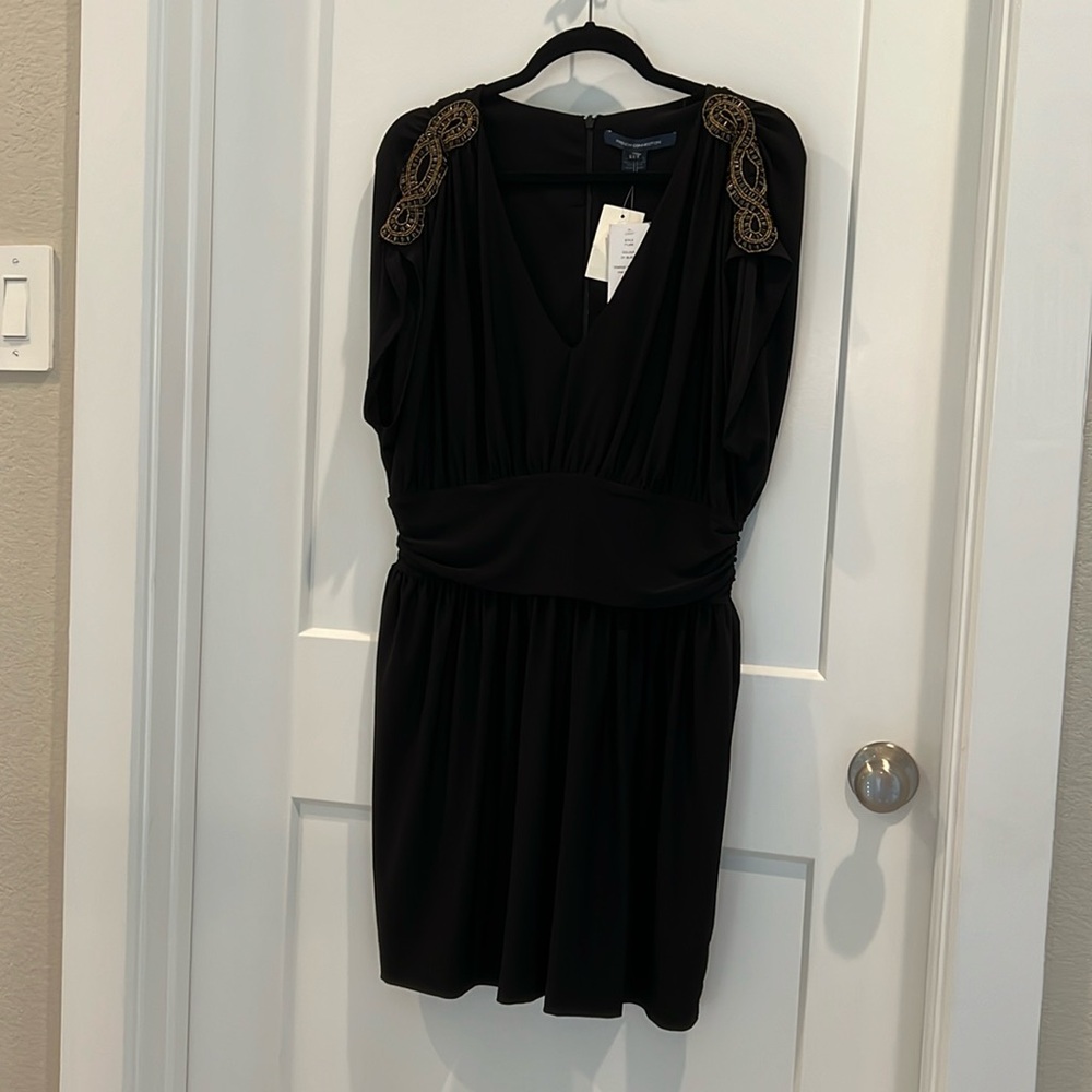 French connection NWT Sequin shoulder little black dress